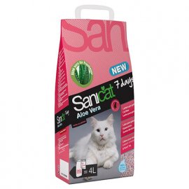 Sanicat (Саникет) Professional Aloe Vera 7 Days - впитывающий наполнитель для кошачьего туалета с ароматом алоэ, 4 л