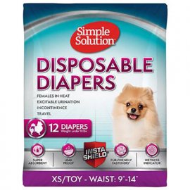 Simple Solution DISPOSABLE DIAPERS X-SMALL TOY гігієнічні підгузки для собак малих порід, 12 шт