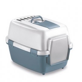 STEFANPLAST Wiva Cat закрытый туалет с фильтром для кошек, белый/сине-стальной