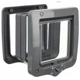 Trixie 4-WAY FLAP DOOR врезная дверца с туннелем для кошек и собак мелких пород, серый Trixie 4-WAY FLAP DOOR врезная дверца с туннелем для кошек и собак мелких пород, серый