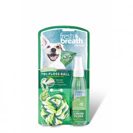 Tropiclean Liquid Floss RopeBall Набор для ухода за ротовой полостью для собак и кошек. Игрушка с жидкой зубочисткой