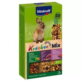 Vitakraft (Витакрафт) TRIO - MIX (ТРИО - МИКС ОВОЩИ, ЛЕСНЫЕ ЯГОДЫ И ОРЕХИ) крекер для кроликов, 3 шт
