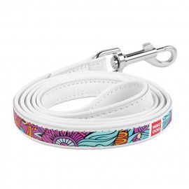 Collar WAUDOG ЛЕТО кожаный поводок для собак, белый